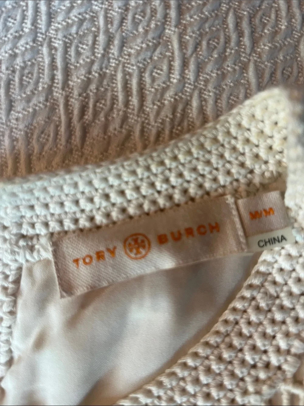 Tory Burch Cream Openwork Crochet Mini Dress